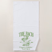 Serviette De Plage Bachelorette personnalisée Retro Cocktail Vert (Devant)