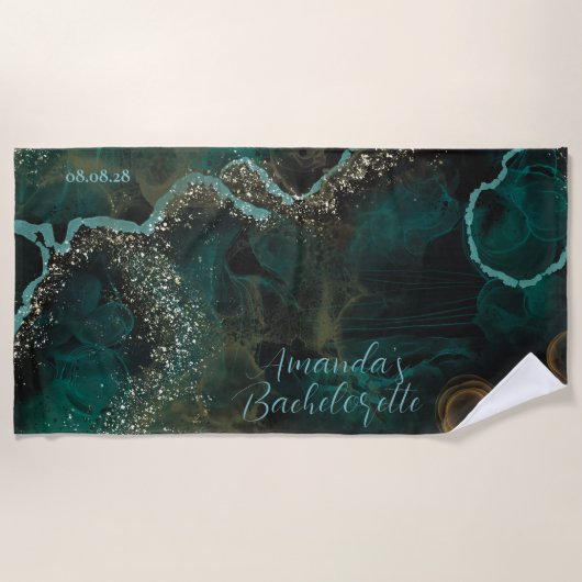 Serviette De Plage Bachelorette personnalisée Sparkly Rock (Devant)