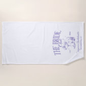 Serviette De Plage Bachelorette Retro Cocktail Purple Bride (Devant)