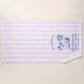 Serviette De Plage Bachelorette Retro Disco Cocktail Bleu & Rose (Devant)