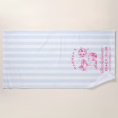 Serviette De Plage Bachelorette Retro Disco Cocktail Bleu & Rose (Devant)