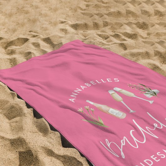 Serviette De Plage bachelorette rose caisson cocktail floral élégant