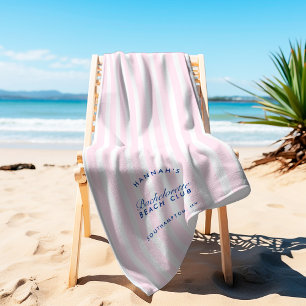 Serviette De Plage Bachelorette Rose et Marine Retro Moderne