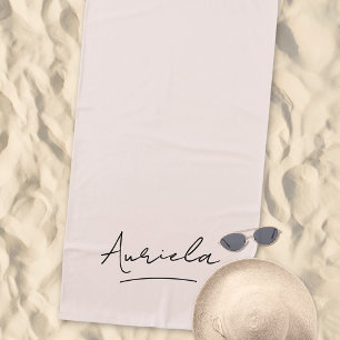 Serviette De Plage Bachelorette rose minimaliste Signature moderne