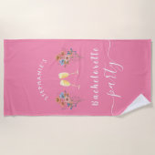 Serviette De Plage Bachelorette rose Moderne Floral Cocktail (Devant)