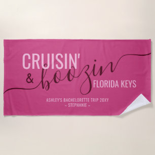Serviette De Plage Bachelorette rose Nom de la croisière