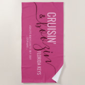 Serviette De Plage Bachelorette rose Nom de la croisière (Devant)