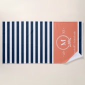 Serviette De Plage Bachelorette Saumon bleu rose (Devant)