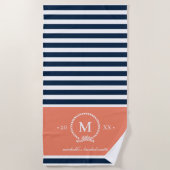 Serviette De Plage Bachelorette Saumon bleu rose (Devant)