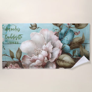 Serviette De Plage Bachelorette Vintage bleue et blanche personnalisé