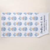Serviette De Plage Bachelorette Week-end Ananas Bleu Blanc (Devant)