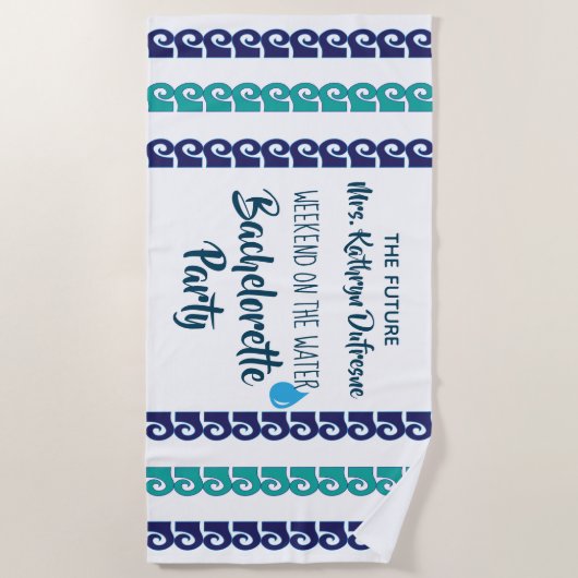 Serviette De Plage Bachelorette "Week-end sur l'eau" (Devant)