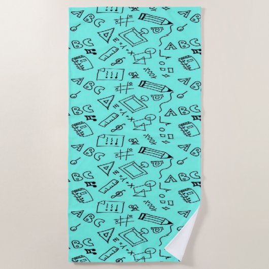 Serviette De Plage Back to school teal (Devant)