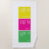 Serviette De Plage Bacon de tableau périodique coloré (Devant)