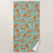 Serviette De Plage Bad Orange Tabby Chats Frapper Des Choses Sur Moti (Devant)