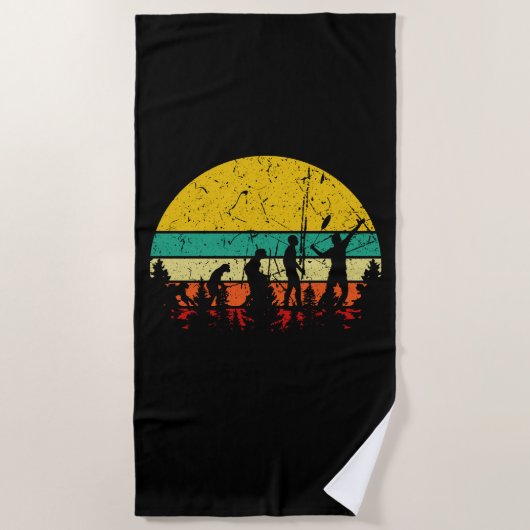 Serviette De Plage Badminton Evolution Retro Joueur Badminton (Devant)