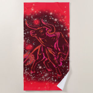Serviette De Plage Bague Magic Red Neon - Nuit étoilée Extraordinaire