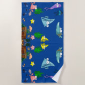 Serviette De Plage Baignade de poissons de mer (Devant)