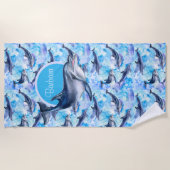 Serviette De Plage Baignade Personnelle Avec Les Dauphins (Devant)