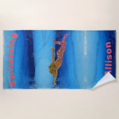 Serviette De Plage Baignade sous l'eau Sparkly Swimmer Beach Serviett (Devant)