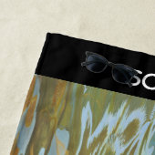 Serviette De Plage Baignade Tiger Art, Personnaliser les noms, Noir (En situation)