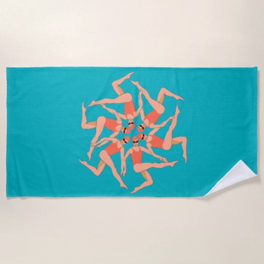 Serviette De Plage Baigneurs - Baignade synchronisée (Devant)