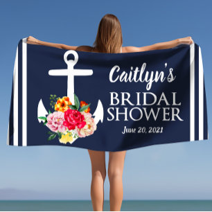 Serviette De Plage Baigneuse d'ancrage floral personnalisée pour la f