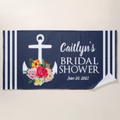 Serviette De Plage Baigneuse d'encrage de fleurs personnifiées douche (Devant)