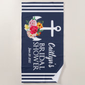 Serviette De Plage Baigneuse d'encrage de fleurs personnifiées douche (Devant)