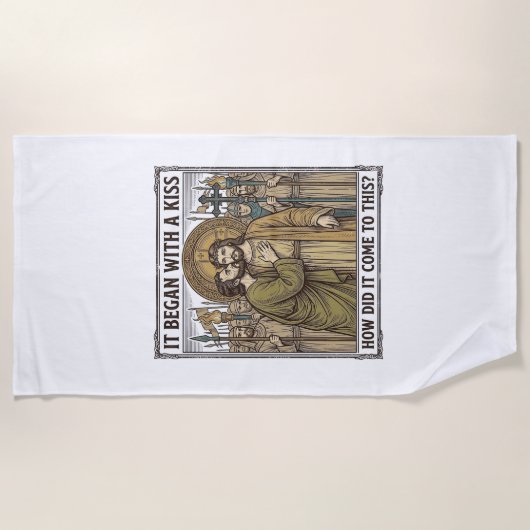Serviette De Plage Baiser de trahison biblique vintage (Devant)