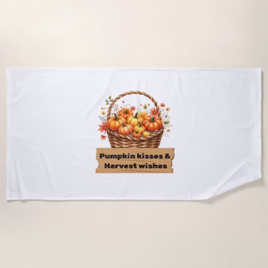 Serviette De Plage Baisers citrouilles et souhaits de récolte Automne (Devant)