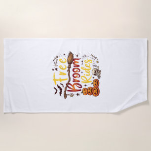 Serviette De Plage Balais Gratuits Promenades Halloween Citrouilles C