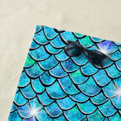 Serviette De Plage Balances de sirène Aqua Blue avec étoiles blanches (En situation)