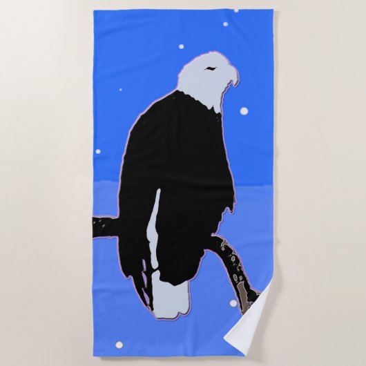 Serviette De Plage Bald Eagle en hiver - Art original de la faune (Devant)