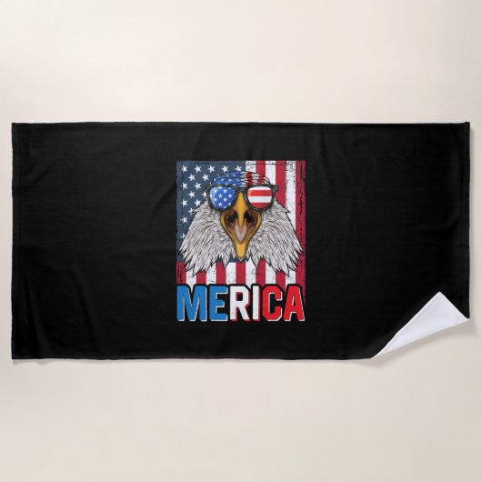 Serviette De Plage Bald Eagle Merica 4 juillet (Devant)
