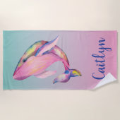 Serviette De Plage Baleine arc-en-ciel (Devant)