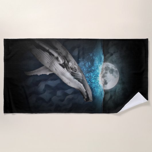 Serviette De Plage Baleine au clair de lune (Devant)