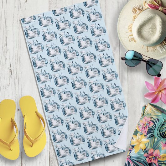 Serviette De Plage Baleine Béluga Bleue