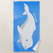 Serviette De Plage Baleine béluga personnalisée Bleu, Océan Arctique (Devant)