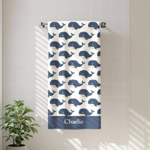 Serviette De Plage Baleine bleue personnalisée pour enfants