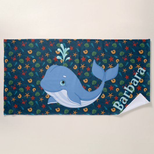Serviette De Plage Baleine de mer pour enfants (Devant)
