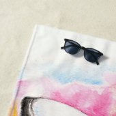 Serviette De Plage Baleine d'Orca Aquarelle arc-en-ciel (En situation)