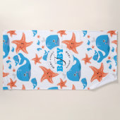 Serviette De Plage Baleine et Starfish Baby Monogram Motif (Devant)