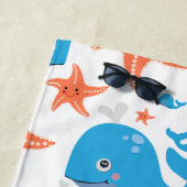 Serviette De Plage Baleine et Starfish Baby Monogram Motif (En situation)