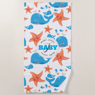 Serviette De Plage Baleine et Starfish Baby Monogram Motif