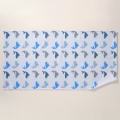 Serviette De Plage Baleine moderne mignonne Motif illustré bleu (Devant)