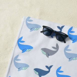 Serviette De Plage Baleine moderne mignonne Motif illustré bleu
