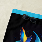 Serviette De Plage Baleines bleues Abstraites modernes personnalisabl (En situation)
