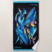 Serviette De Plage Baleines bleues Abstraites modernes personnalisabl (Devant)