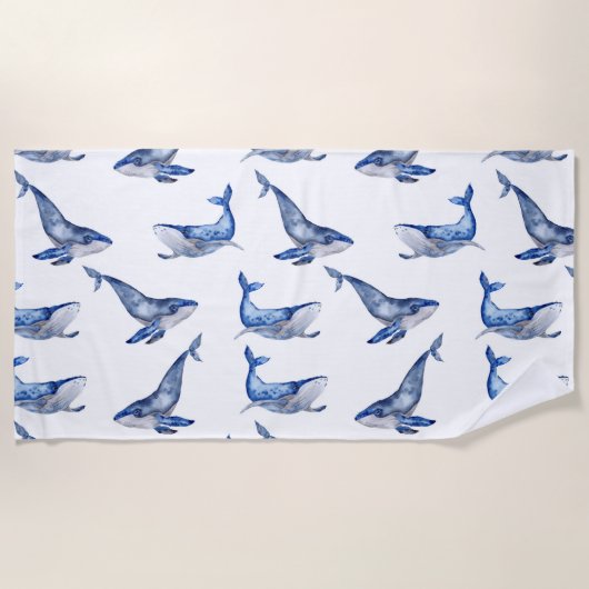 Serviette De Plage Baleines Bleues Vie Marine (Devant)